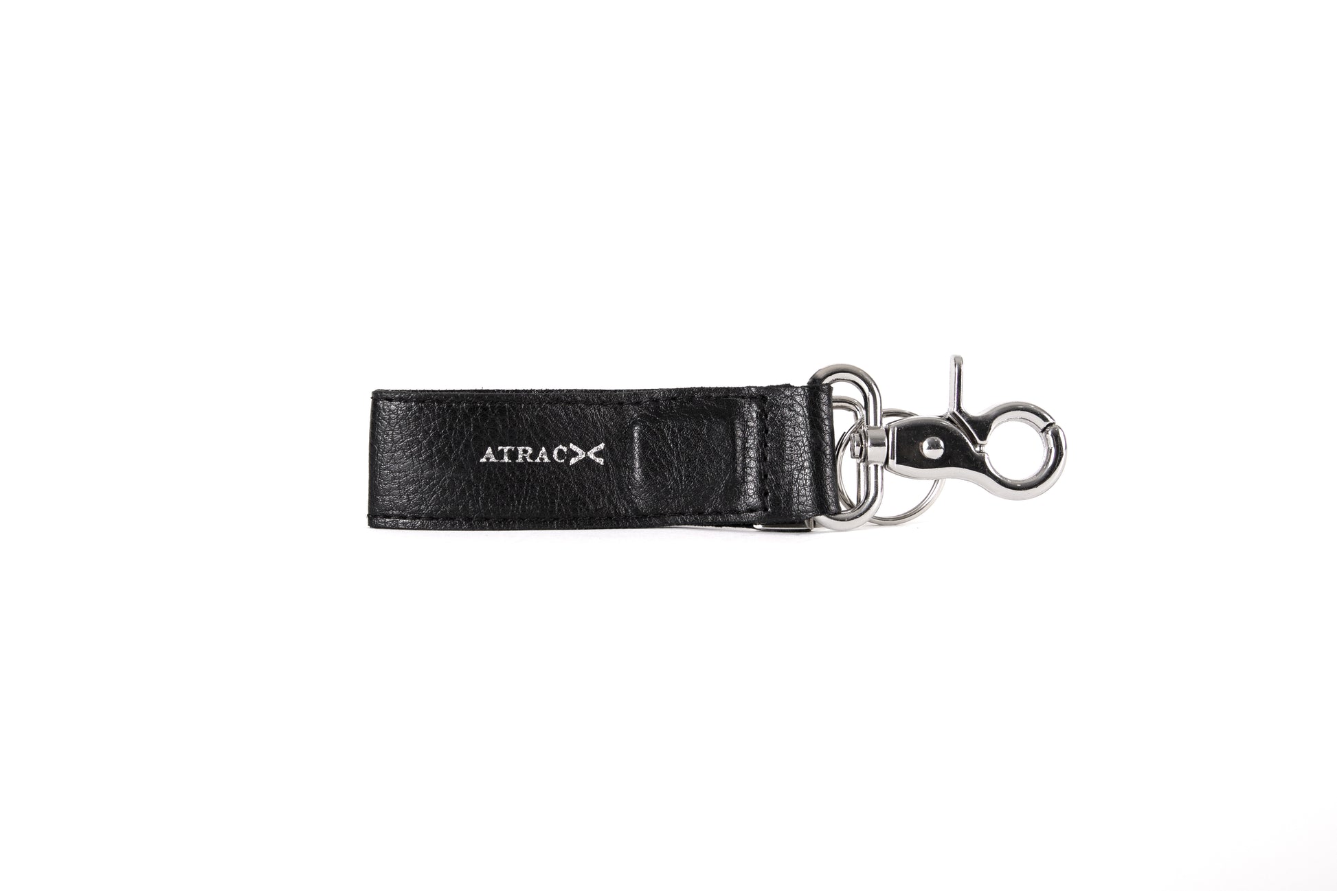A black vegan leather Keychain Bracelet.