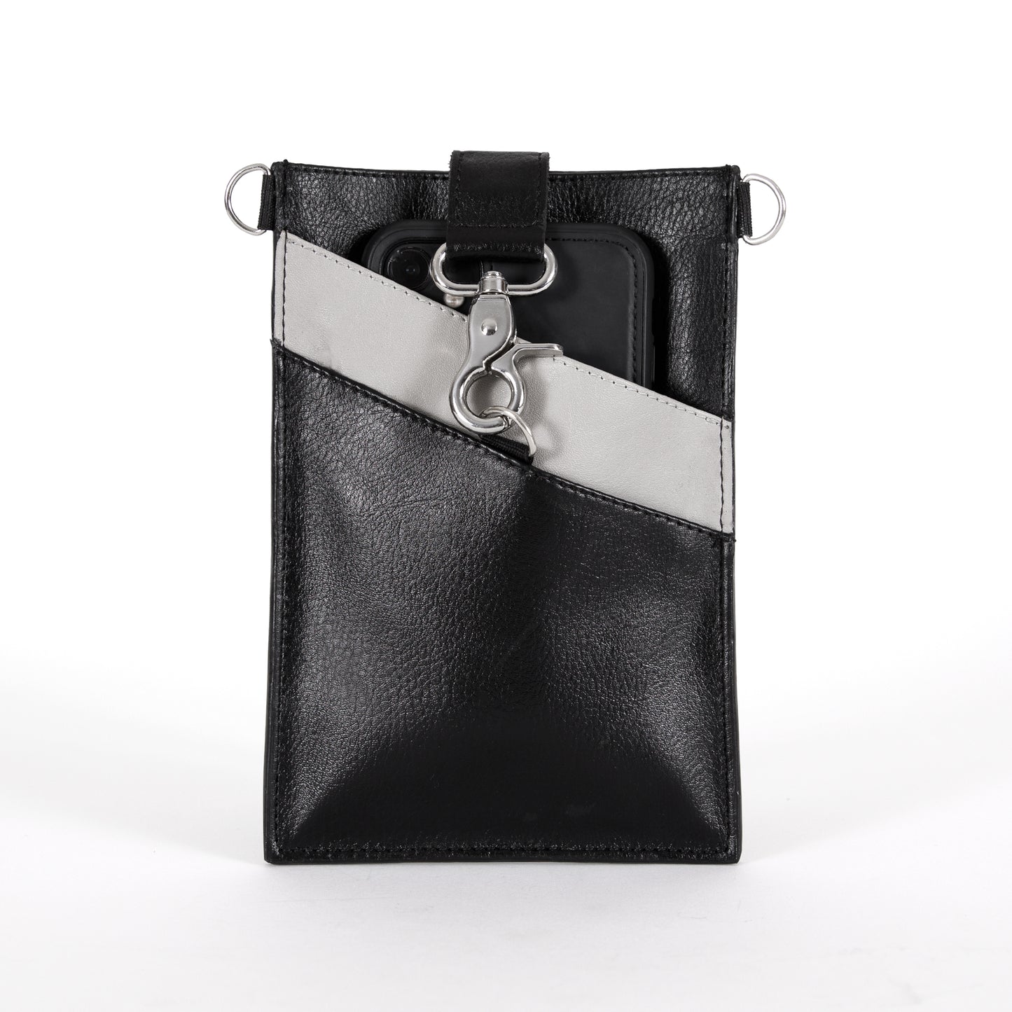 Phone Pouch | Black & Gray, Vegan Leather